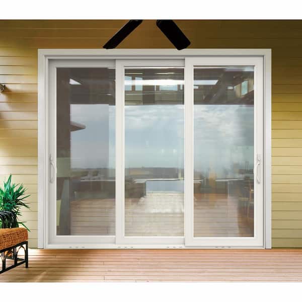 V4500 Multi-Slide 105 in. x 120 in. Universal Handing Low-E White Vinyl 3-Panel Prehung Patio Door