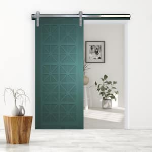 36 in. x 84 in. Lucy in the Sky Caribbean Wood Sliding Barn Door with Hardware Kit in Stainless Steel