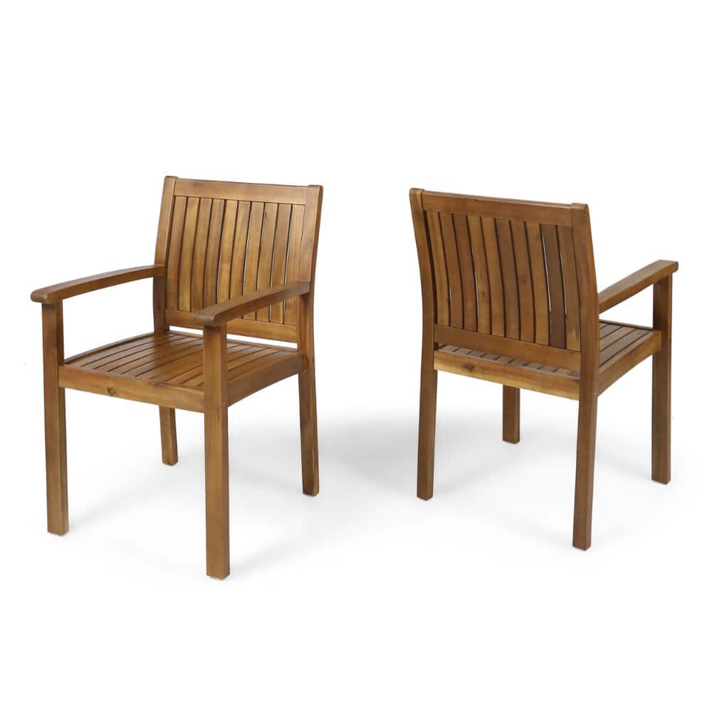 2-Piece Acacia Wood Outdoor Dining Chairs, Rustic Slatted Patio Chairs, Weather Resistant Seating price history on PriceWatchPro