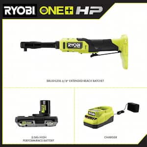 ONE+ 18V Brushless Cordless 3/8 in. Extended Reach Ratchet with (1) 2.0 Ah Battery and Charger