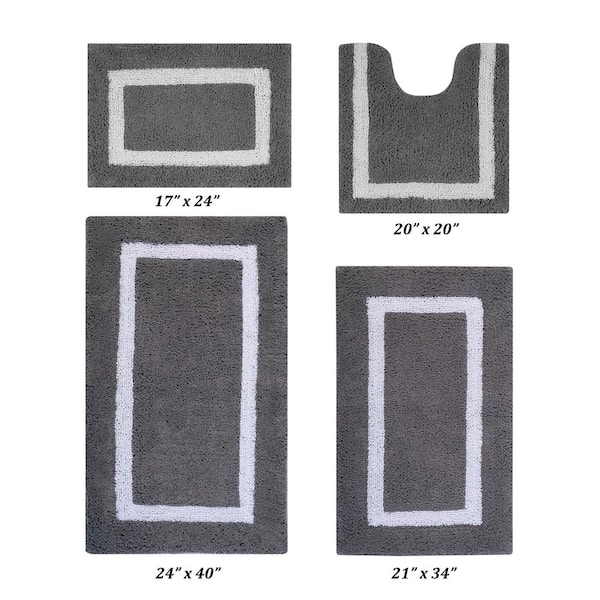 DKNY Bathroom Rug Mat - Brown & Gray Stripes - 17 x 24 100% Cotton