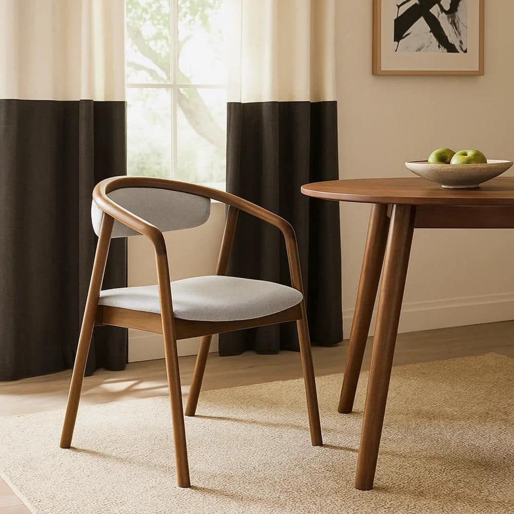 Lina Gray and Walnut Brown Chenille Upholstered Dining Chair price history on PriceWatchPro