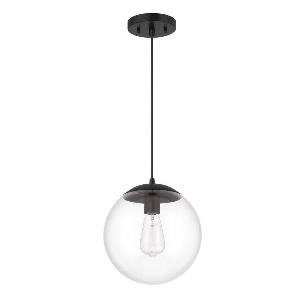 Modern Black Globe Pendant Light with Clear Glass Shade