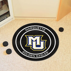 Marquette Black 2 ft. Round Hockey Puck Accent Rug