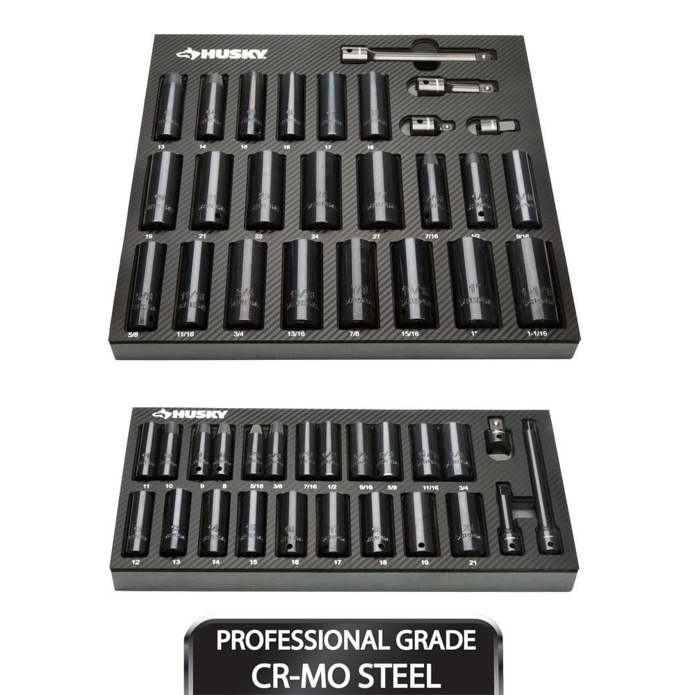 3/8 in. and 1/2 in. Drive Impact Socket Set with EVA Storage Trays (50-Piec