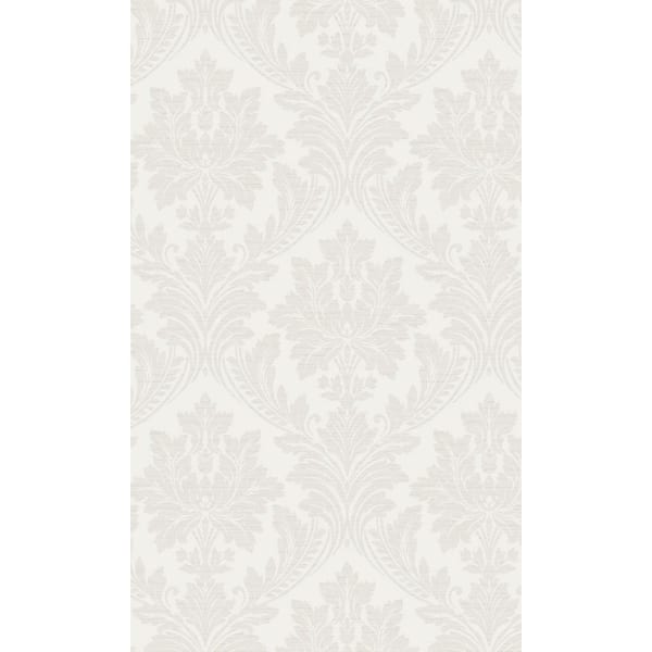 White Classic Floral Damask Printed Non-Woven Non-Pasted Textured Wallpaper 57 sq. ft.