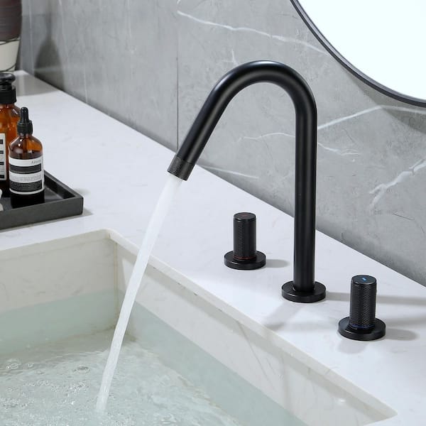 8 in. Widespread Double Handle Bathroom Sink Faucet in Matte Black