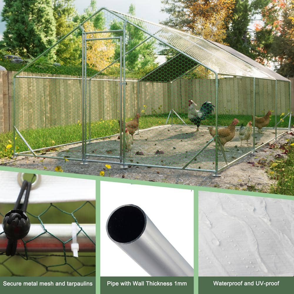 Large Galvanized Steel Chicken Coop with UV Cover