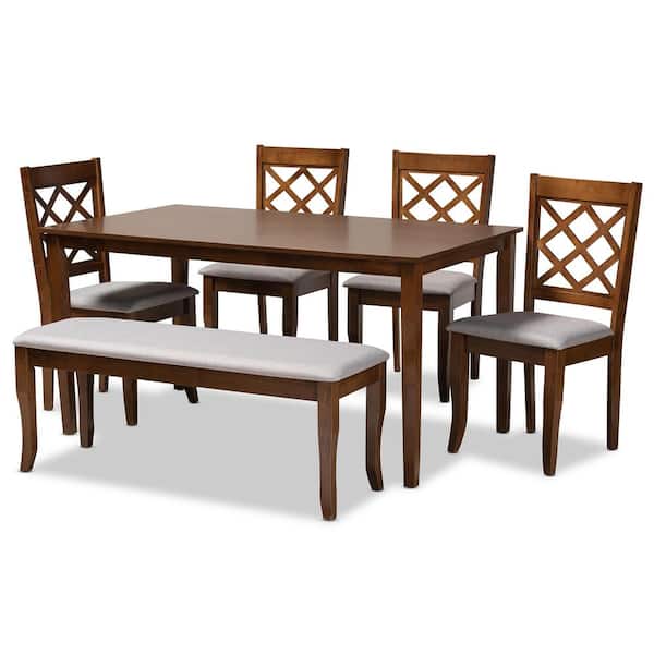 Baxton Studio andor 6-Piece Grey and Walnut Dining Set