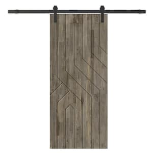 42 in. x 96 in. Weather Gray Stained Pine Wood Modern Interior Sliding Barn Door with Hardware Kit