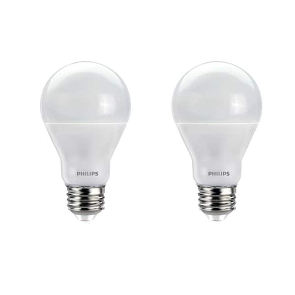 Philips 60-Watt Equivalent A19 Dimmable with Warm Glow Dimming Effect Energy Saving LED Light Bulb Soft White (2700K) (2-Pack)