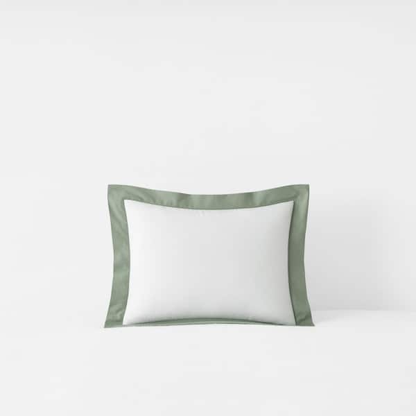The Company Store Company Cotton Solid Border Thyme 16 in. X 12 in. Throw Pillow Cover