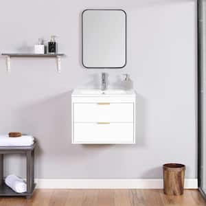 24.2 in. W x 17.72 in. D x 18.7 in. H Single Sink Freestanding Bath Vanity in White with White Ceramic Top