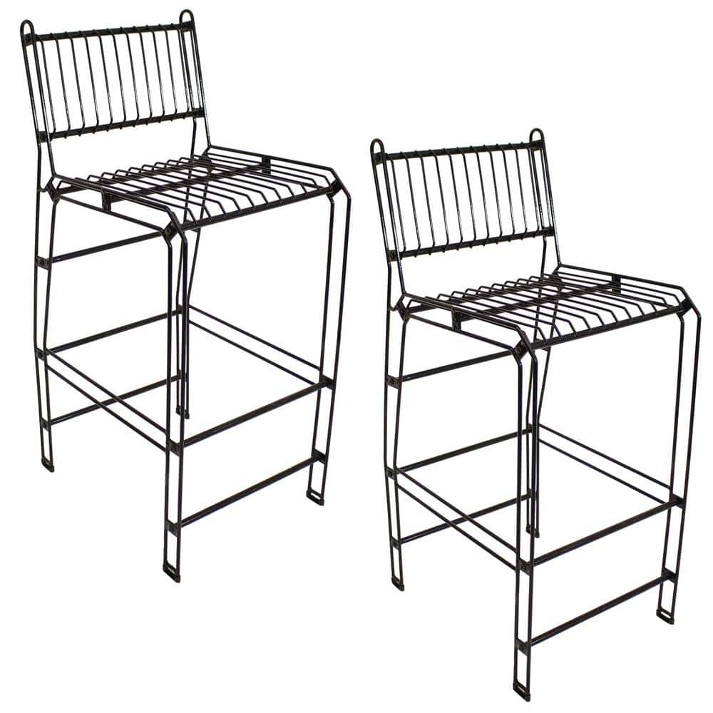 Sunnydaze Decor Steel Indoor/Outdoor Wire Bar Chair in Black (2Pack