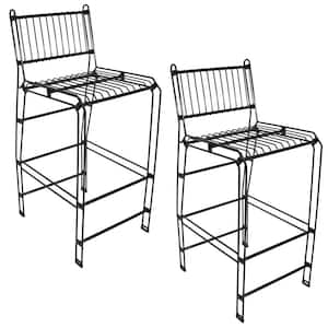 Steel Indoor/Outdoor Wire Bar Chair in Black (2-Pack)