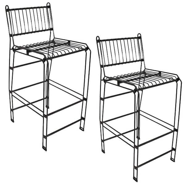 Sunnydaze Decor Steel Indoor/Outdoor Wire Bar Chair in Black (2-Pack)