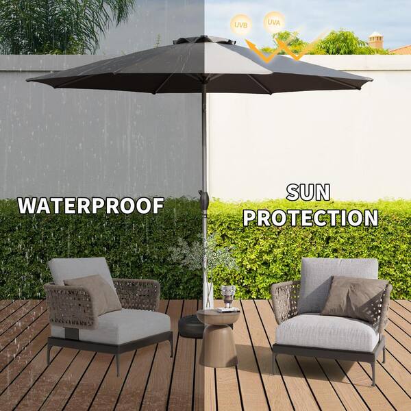 best patio umbrellas for uva and uvb protection 10FT Patio Umbrella, Outdoor Table Umbrella with Push Button Tilt and  Crank, UV Protection Waterproof Sun Umbrella, Gray ZY-W1859P195943