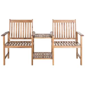 Brea 65 in. 2-Person Natural Brown Acacia Wood Outdoor Bench