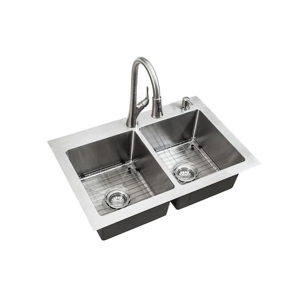 Glacier Bay All In One Dual Mount Stainless Steel 33 In 2 Hole 50 50