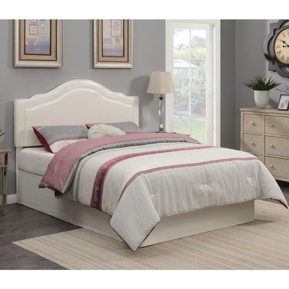 Cream Faux Leather Tufted Full/Queen Upholstered Headboard
