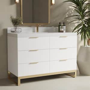 Hammond 48 in. W x 22 in. D x 33.5 in. H Single Bath Vanity in White with White Quartz Counter Top with White Basin