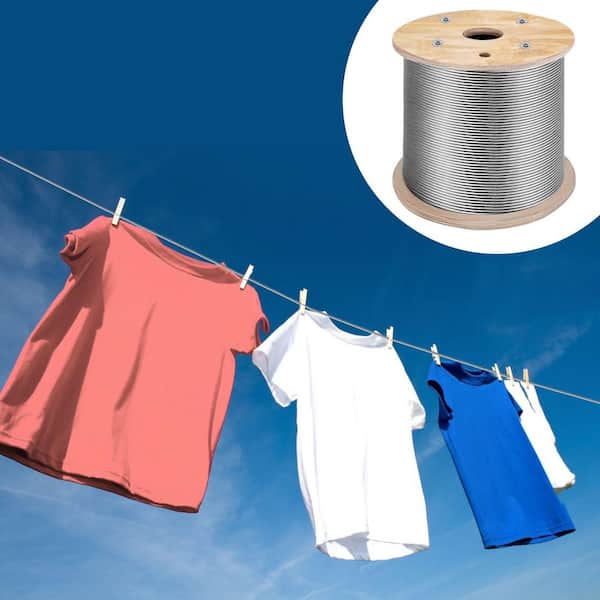 3/16 in. x 1000 ft. Stainless Steel Cable, Wire Rope Marine Grade Steel Cable Vinyl Coated Fastener Type (By-the-Foot)