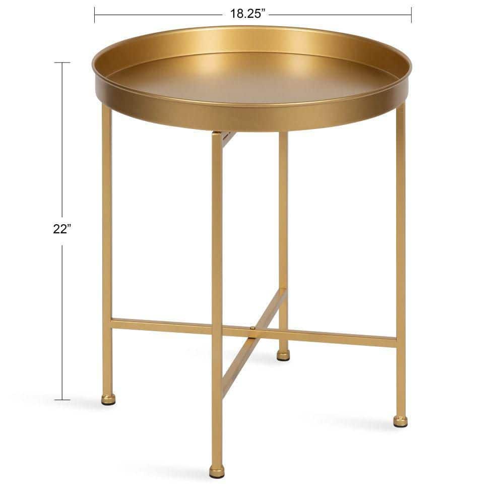 Celia 18.37 in. Gold Round Metal End Table - thumbnail 5