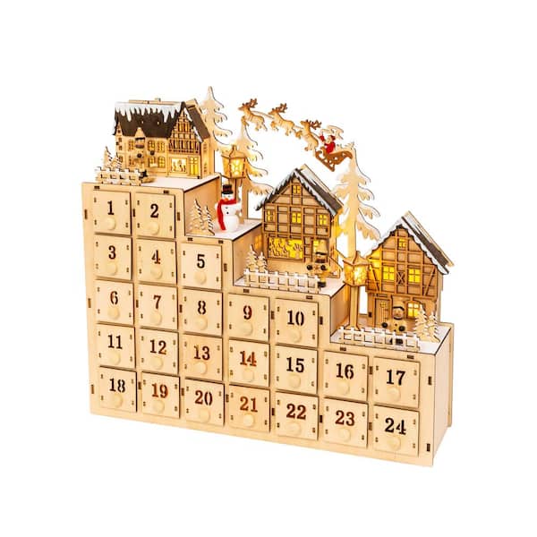 GERSON INTERNATIONAL 13,98 in. H B/O Lighted Christmas Wood Village