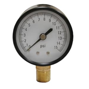 15 PSI Pressure Gauge with 2 in. Face and 1/4 in. MIP Brass Connection