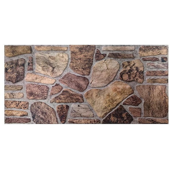 Dundee Deco 4/5 in. x 3-1/4 ft. x 1-3/5 ft. Brown Grey Multi-Colored Faux Stone Styrofoam 3D Decorative Wall Paneling 5-Pack