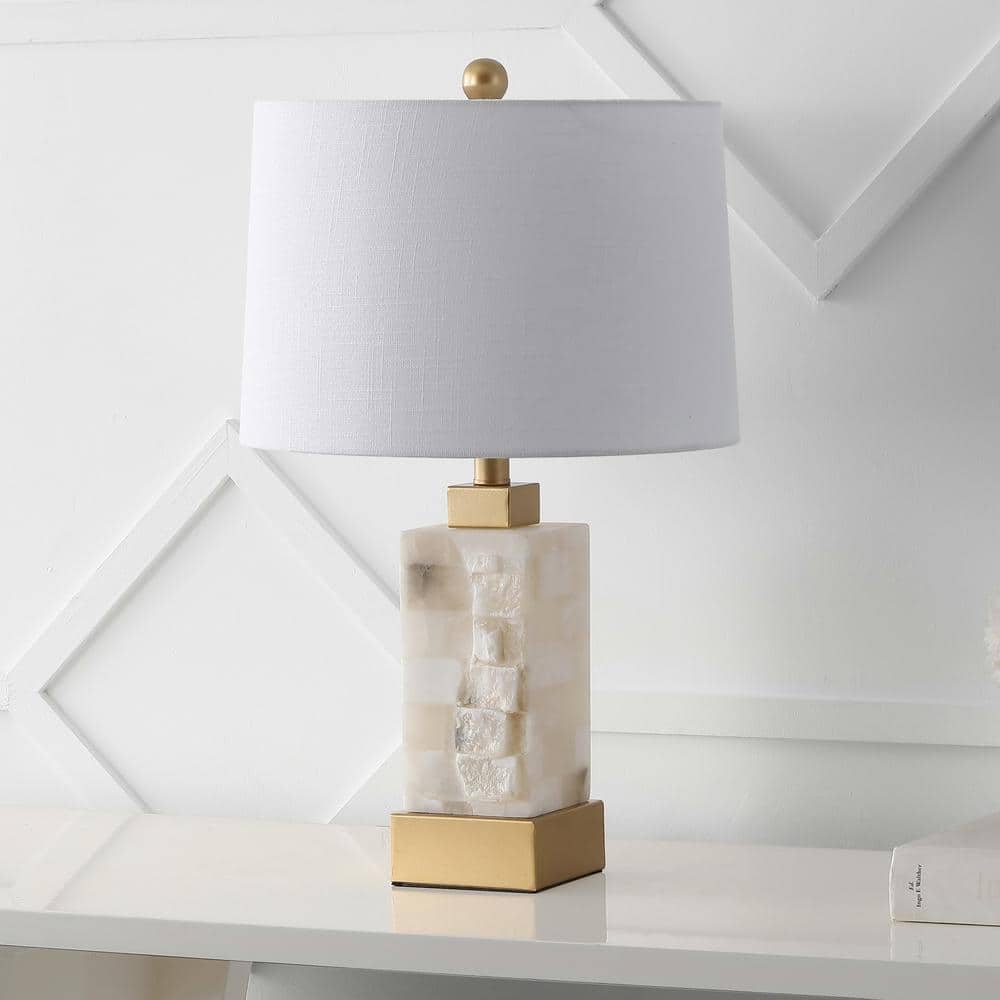 Eloise 23" White Alabaster and Gold Leaf LED Table Lamp