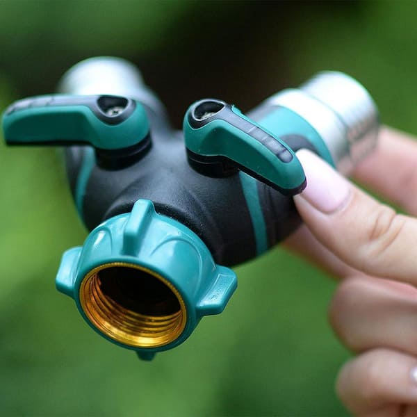 Heavy Duty 2 Way Garden Hose Splitter, Y Water Hose Bib Adapter, 3/4
