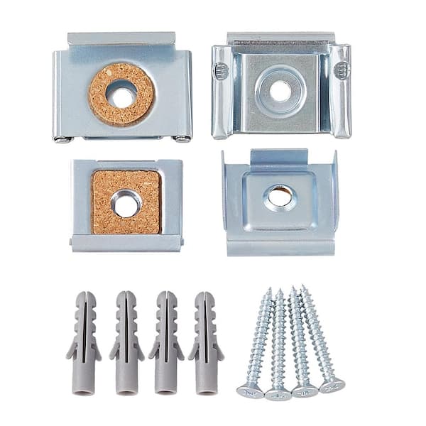 4 Sets (16 Pieces) Spring Loaded Mirror Hanger Clips Set Unframed Mirror  Mount Clips with Screws and Rawl Plugs