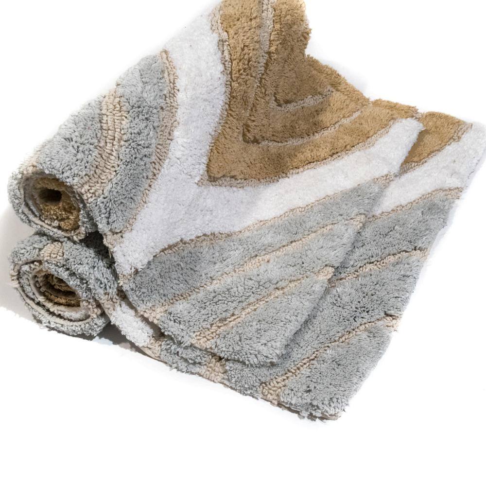Davenport Tan and Beige Cotton Tufted Bath Rug Set