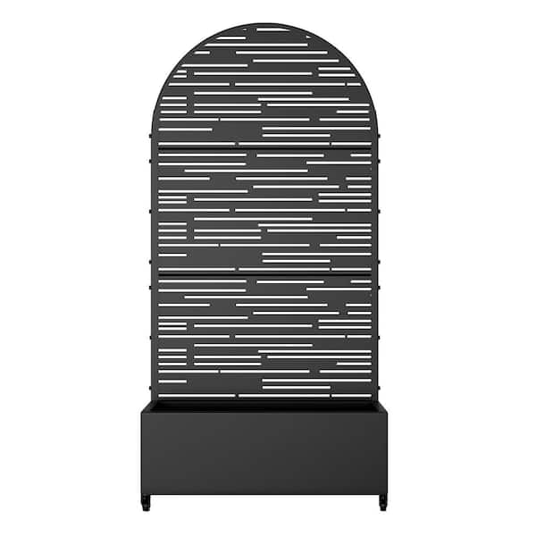 PexFix 35in. x16 in. x12 in. Black Steel Light and Shadow Outdoor Planting Box with 73 in. x 35 in.bins Climbing Frame (1-Pack)