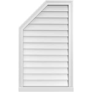 24 in. x 40 in. Octagonal Surface Mount PVC Gable Vent: Decorative with Brickmould Sill Frame