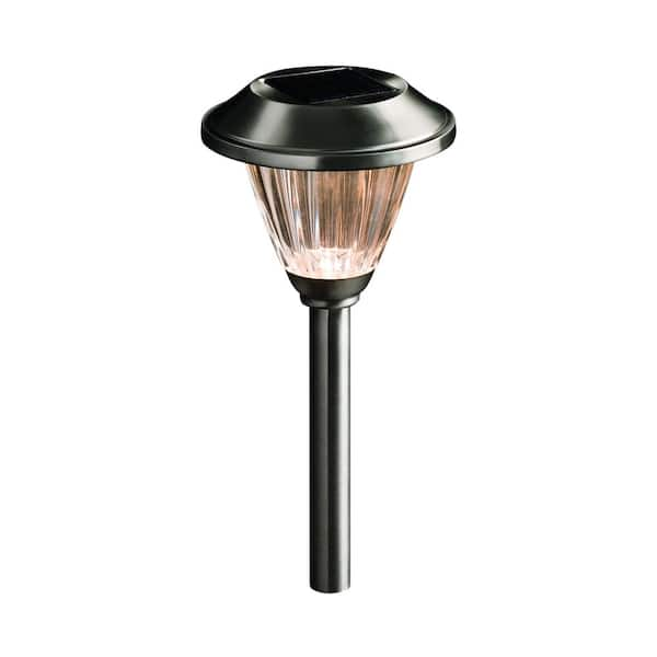 16 in. Solar LED Metal Finish Glass Pathway Light