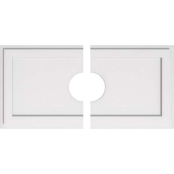 Ekena Millwork 34 in. W x 17 in. H x 6 in. ID x 1 in. P Rectangle Architectural Grade PVC Contemporary Ceiling Medallion (2-Piece)