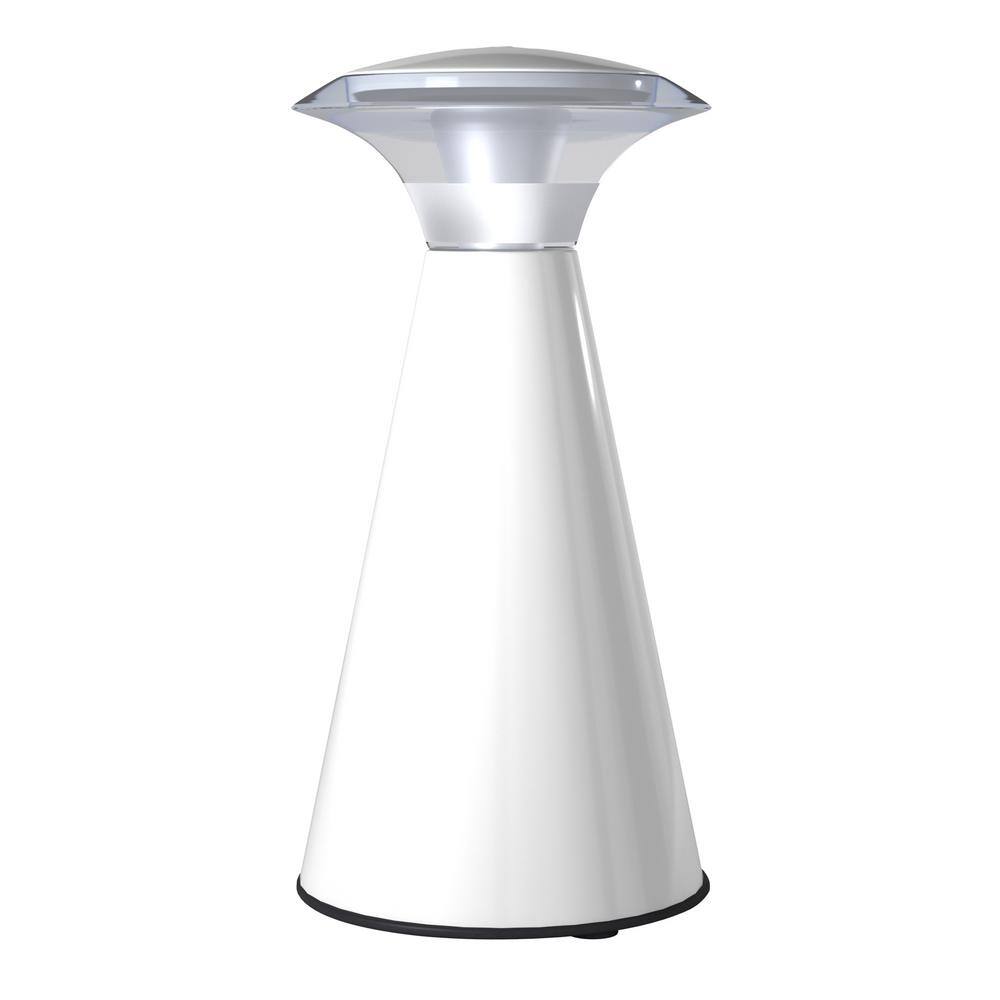 White Cordless Touch Portable Table Lamp with Plastic Shade