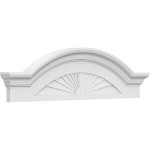 36-in W x 10-in H x 2-1/2-in P Segment Arch W/Flankers Sunburst Signature Urethane Pediment, Primed Tan