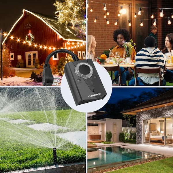 DEWENWILS Light Sensor Timer for Christmas Waterproof, Plug in