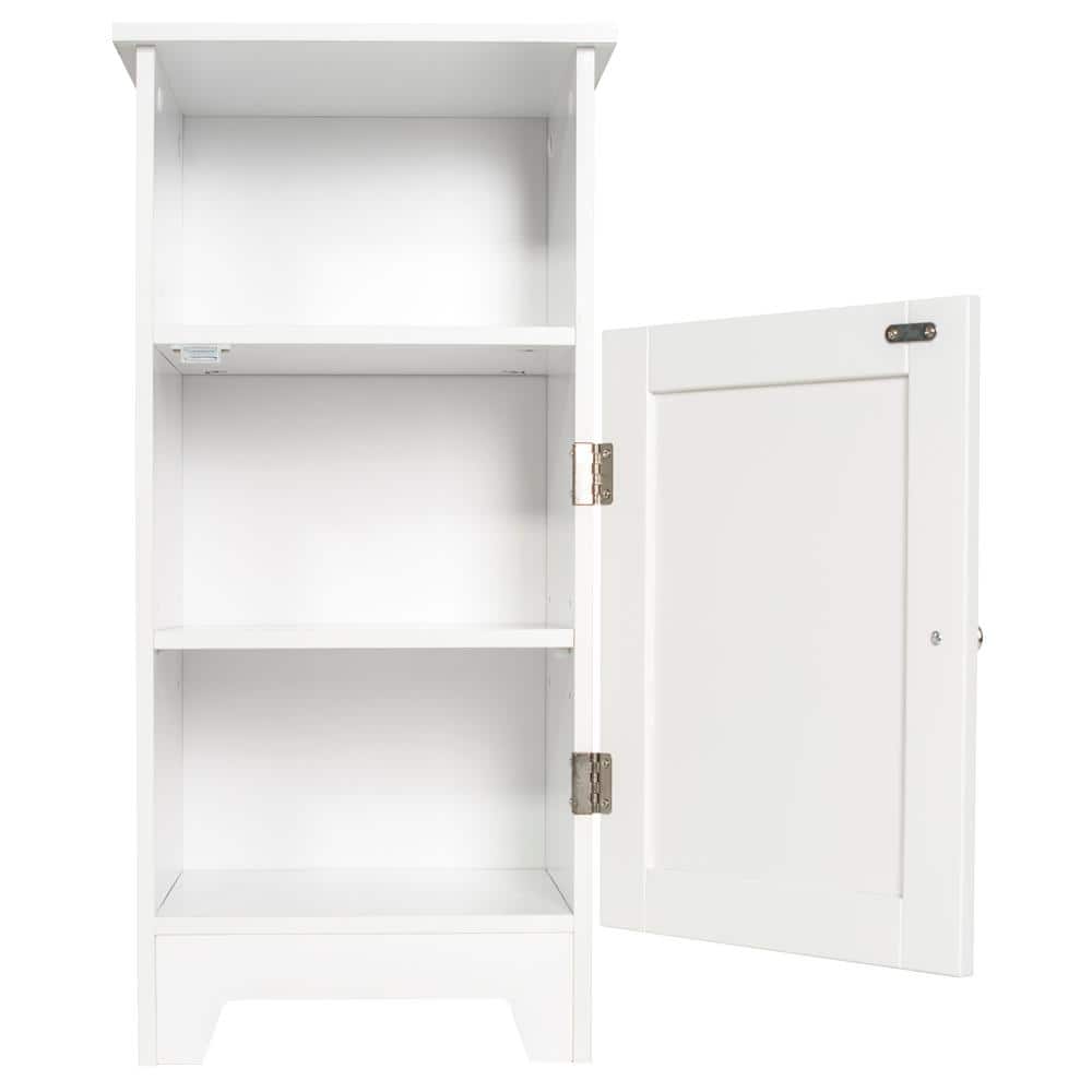 White MDF Single Door Cabinet with Adjustable Shelving