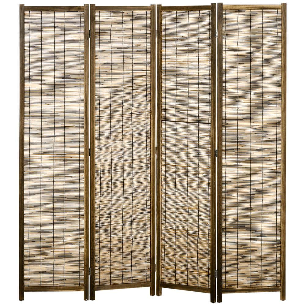 5.5 ft. Brown Bamboo Folding Privacy Screen 4-Panel Reed Hand-Woven Room Divider Partition Wall Dividers for Home Office price history on PriceWatchPro