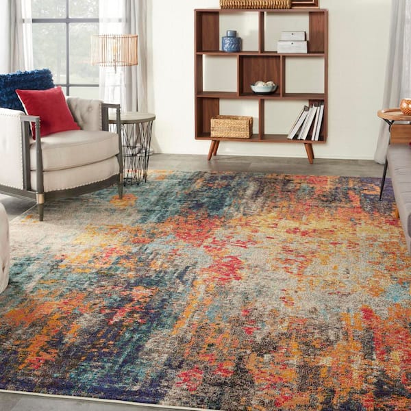 Celestial Multicolor 9 ft. x 12 ft. Abstract Contemporary Area Rug