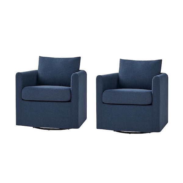 Christepher Modern Navy Slipcovered 360° Swivel Chair Set of 2