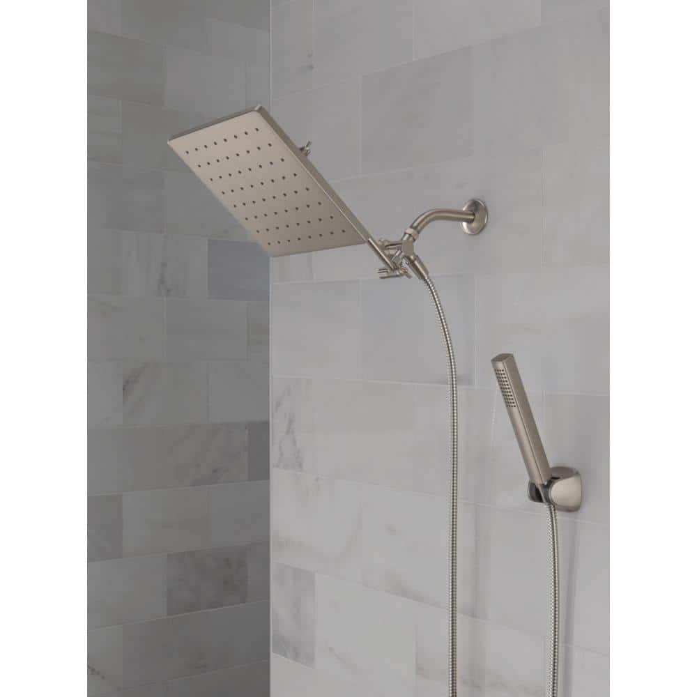 10-inch Spotshield Brushed Nickel Raincan Shower Head Combo