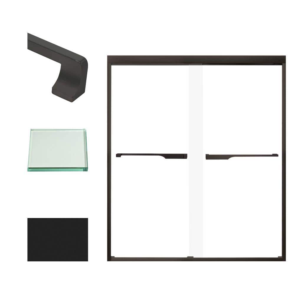 Frederick 59 in. W x 70 in. H Sliding Semi-Frameless Shower Door in Matte Black with Clear Glass price history on PriceWatchPro