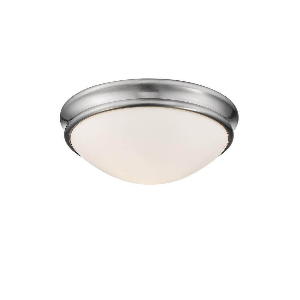 Millennium Lighting 12 in. W 2-Light Brushed Nickel Ceiling Fixture Flush  Mount Bowl with Glass Shade 5223-BN - The Home Depot