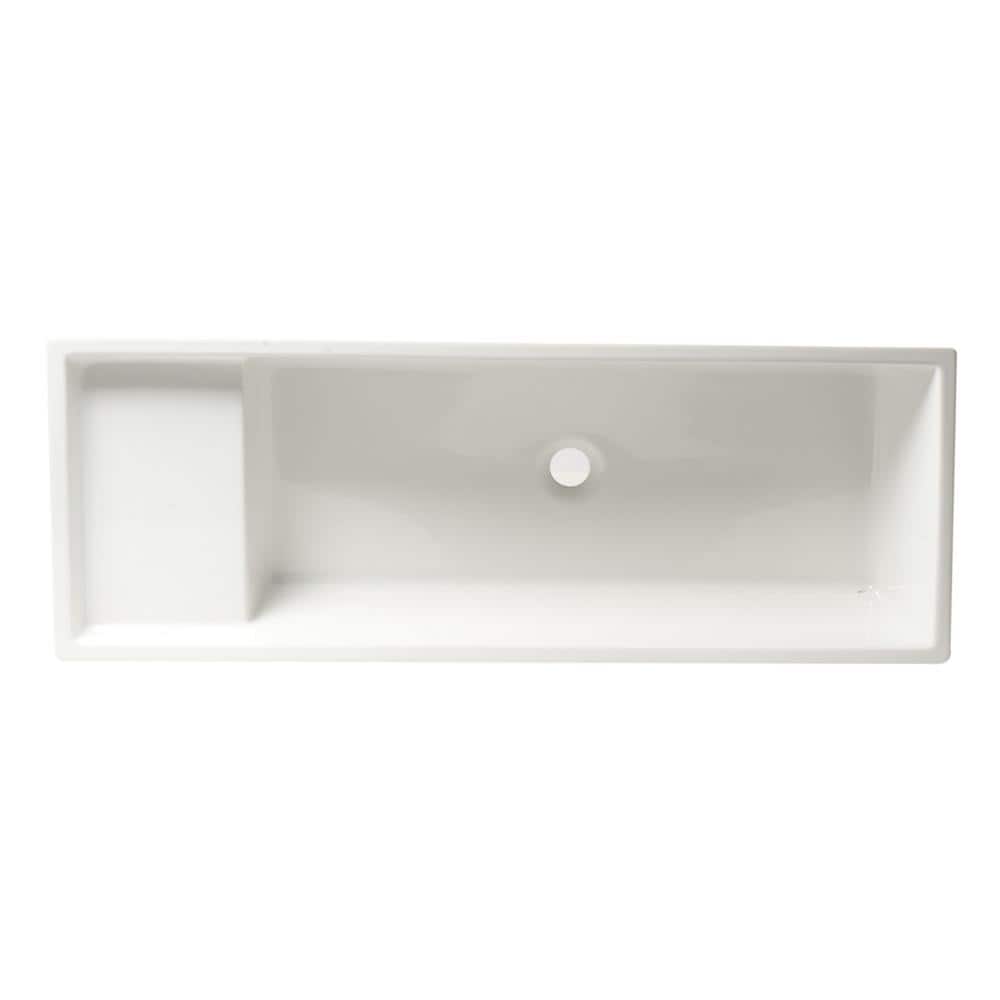 White Ceramic 39.4'' Rectangular Bathroom Trough Sink