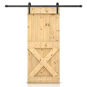 Mini X 40 in. x 84 in. Unfinished Stained DIY Wood Interior Sliding Barn Door with Hardware Kit